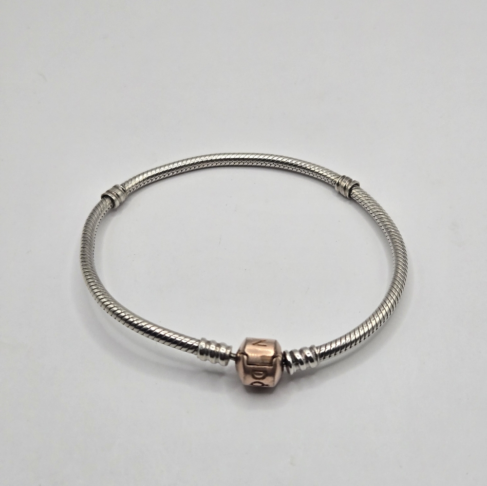 Pandora Snake Sterling Silver and Rose Gold Bracelet